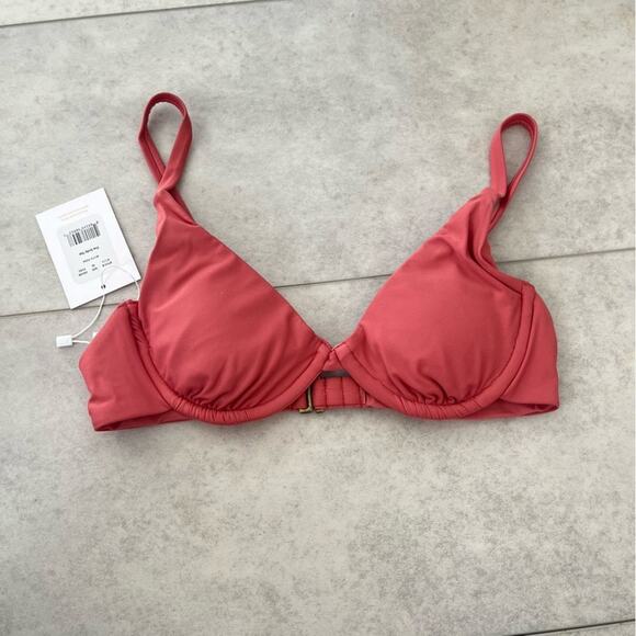 NWT Andie Swim Sicily Top Punch Pink XS Underwire Cups Bikini Bra Style Coral - Picture 1 of 8